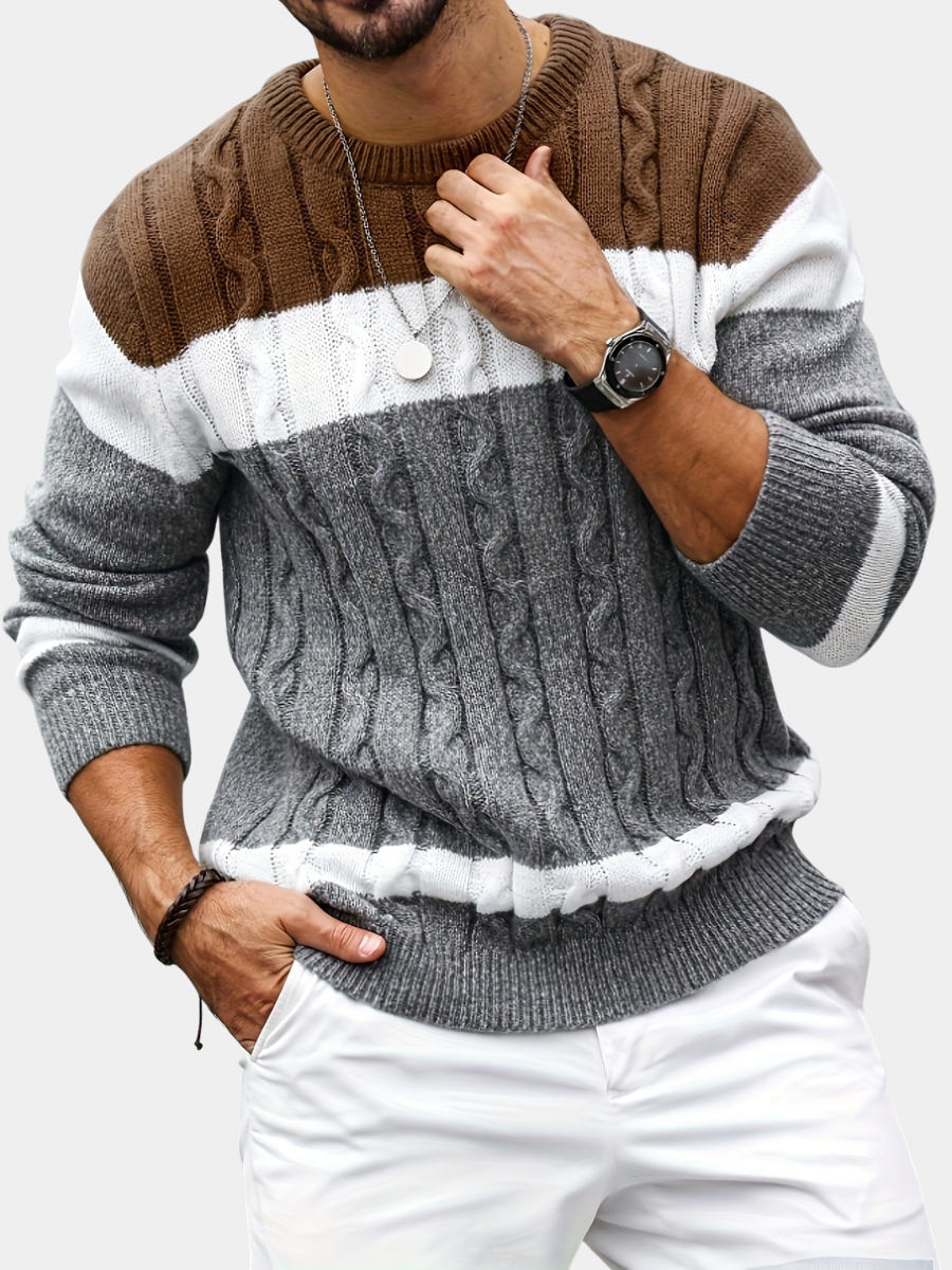 COLOUR BLOCK KNIT SWEATER FOR MEN