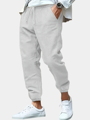 HIGH WAIST LINEN TROUSERS FOR MEN