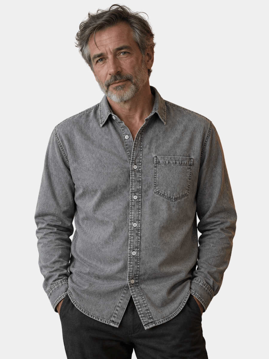PRE-WASHED DENIM SHIRT FOR MEN