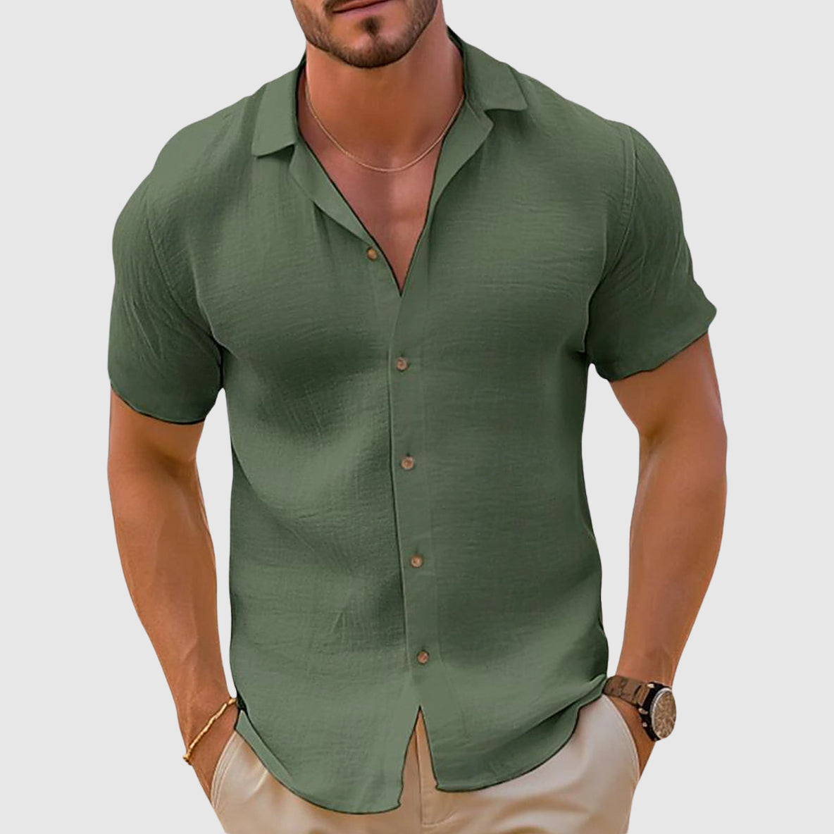RELAXED COLLAR SHIRT FOR MEN