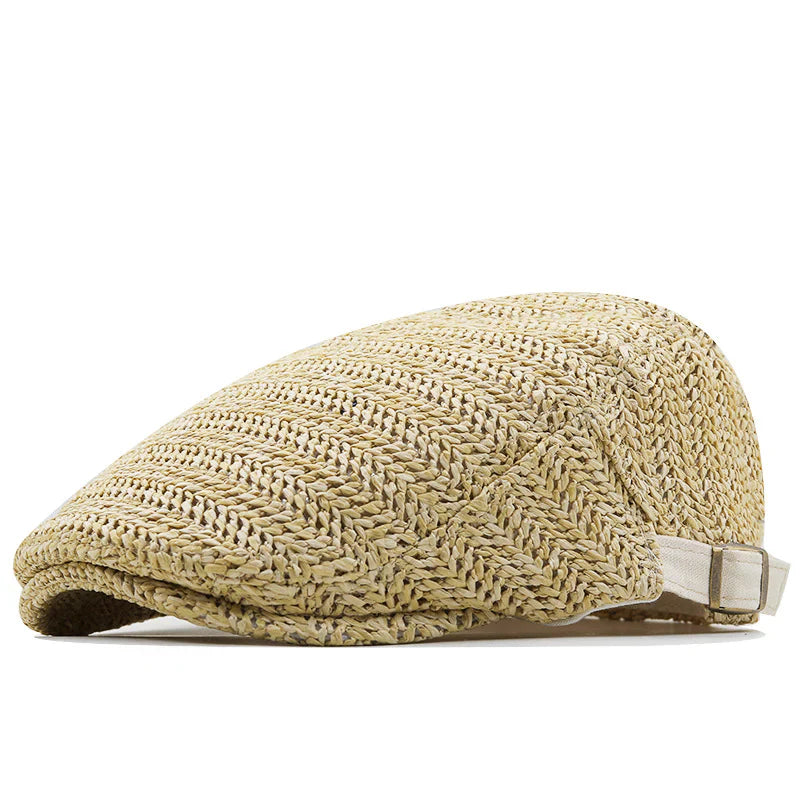 WOVEN STRAW FLAT CAP FOR MEN