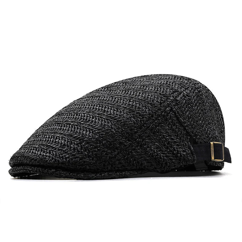 WOVEN STRAW FLAT CAP FOR MEN
