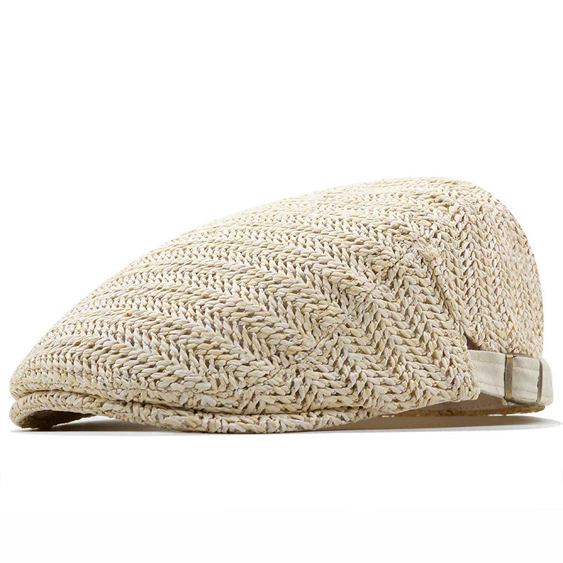 WOVEN STRAW FLAT CAP FOR MEN
