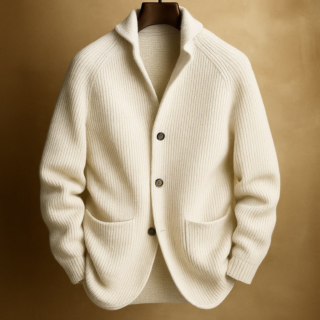 WENTWORTH LONDON | RIBBED WOOL CARDIGAN FOR MEN