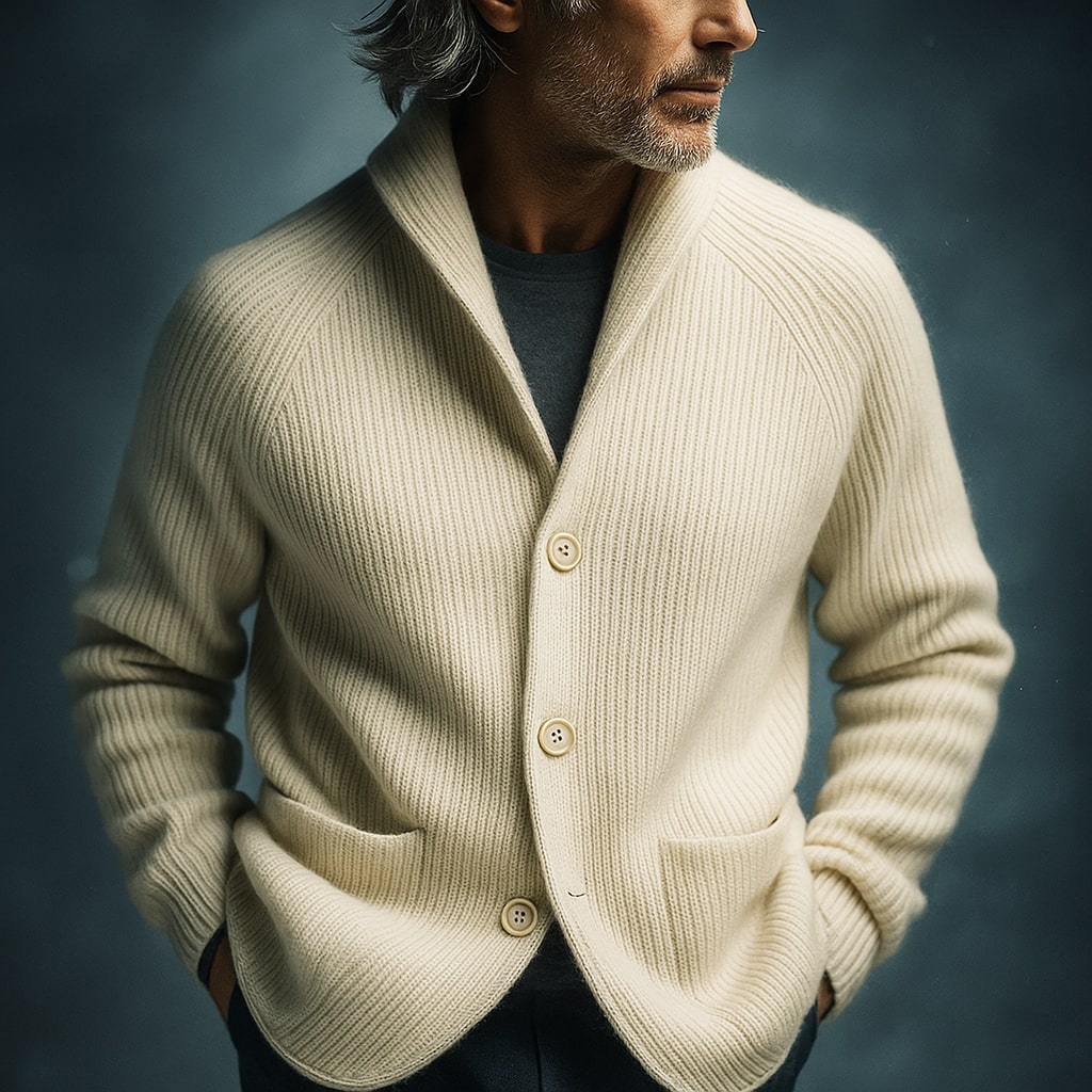 WENTWORTH LONDON | RIBBED WOOL CARDIGAN FOR MEN