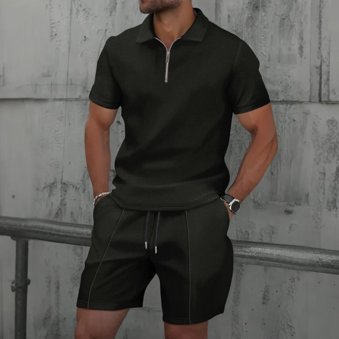 ZIP POLO SHORTS SET FOR MEN