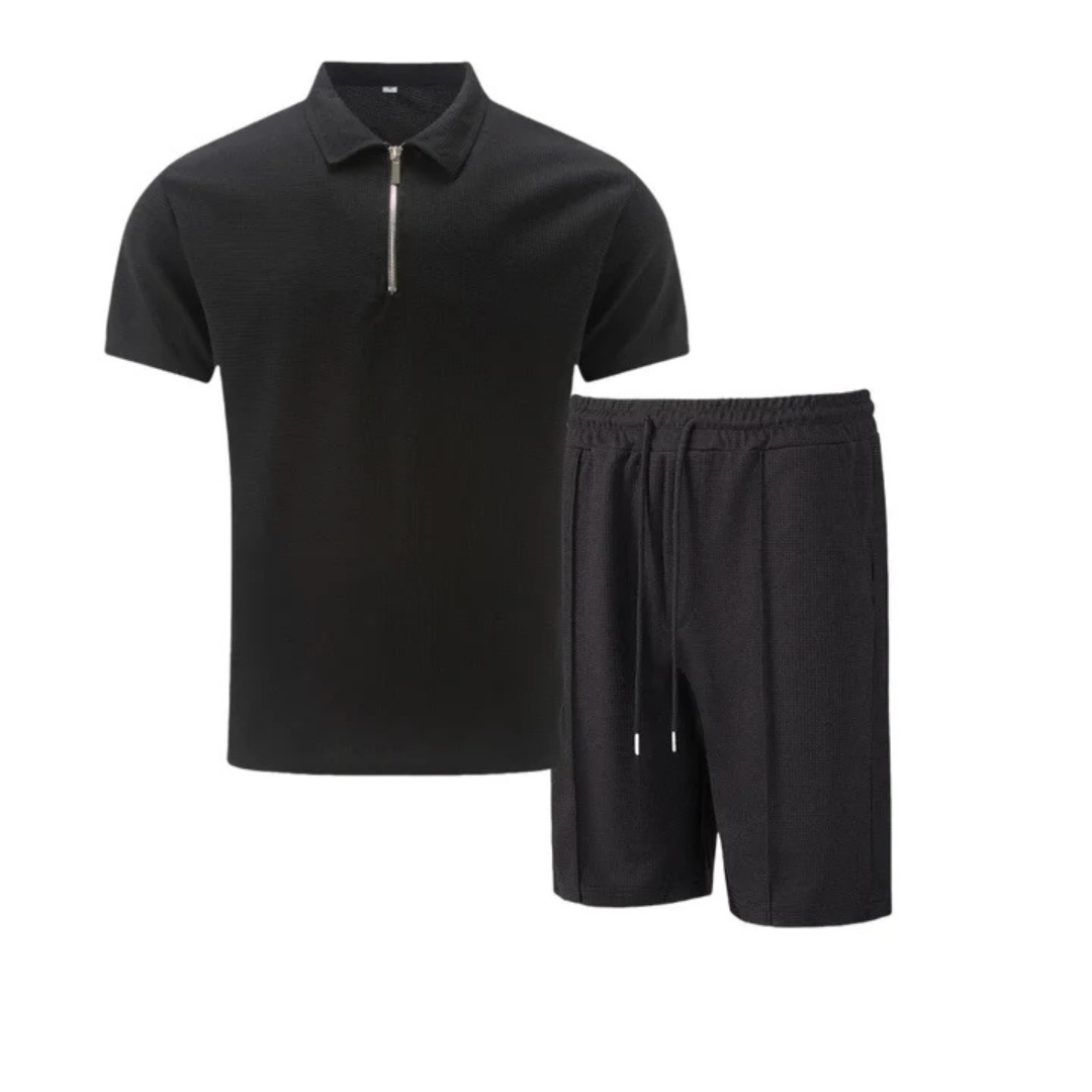 ZIP POLO SHORTS SET FOR MEN