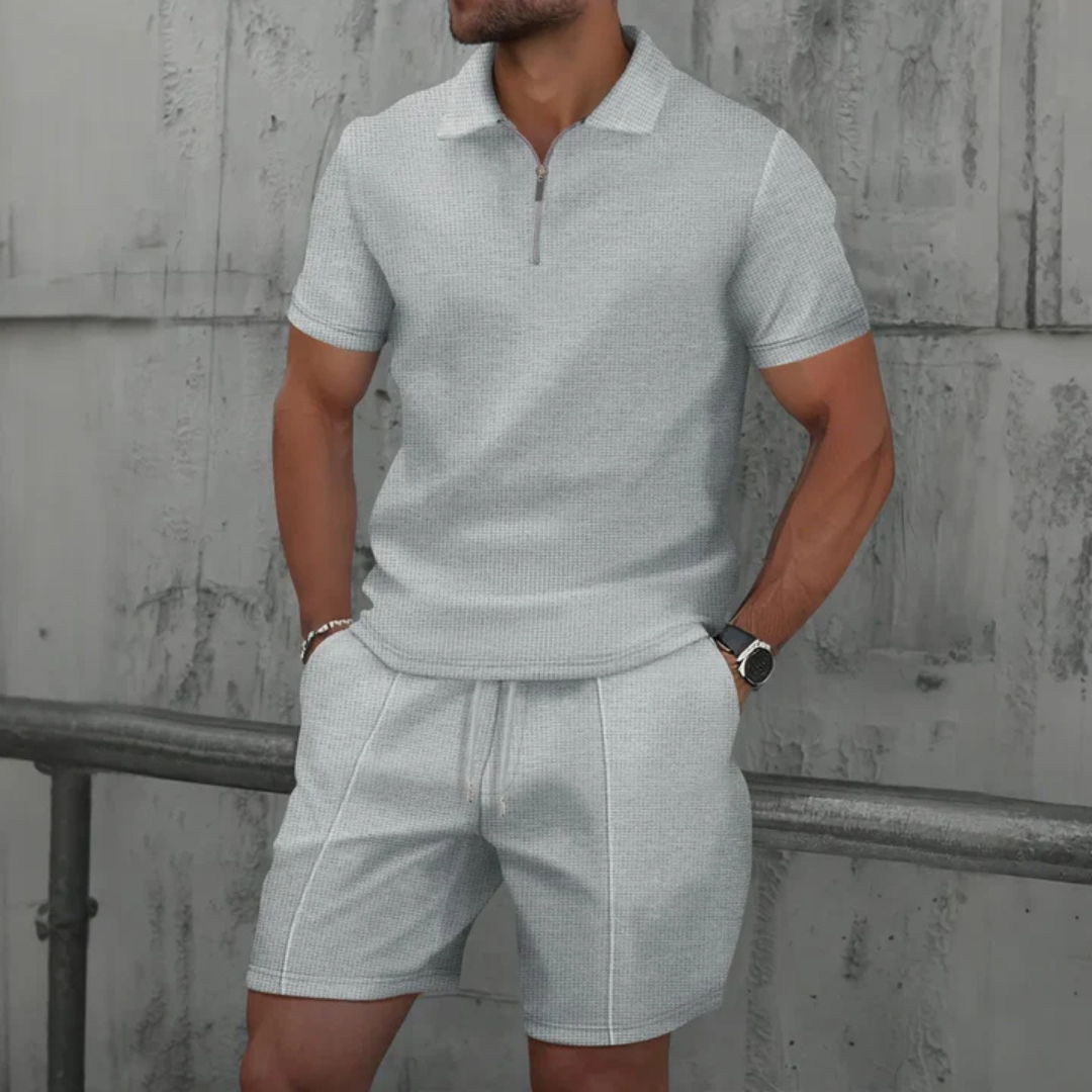 ZIP POLO SHORTS SET FOR MEN