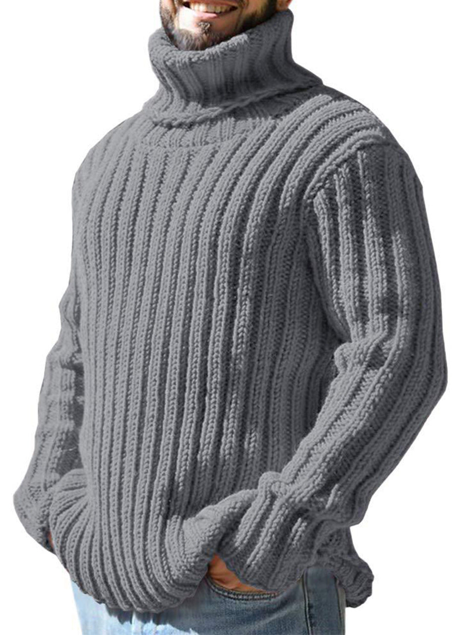 TEXTURED HIGH NECK SWEATER FOR MEN