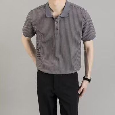 TEXTURED COTTON POLO FOR MEN