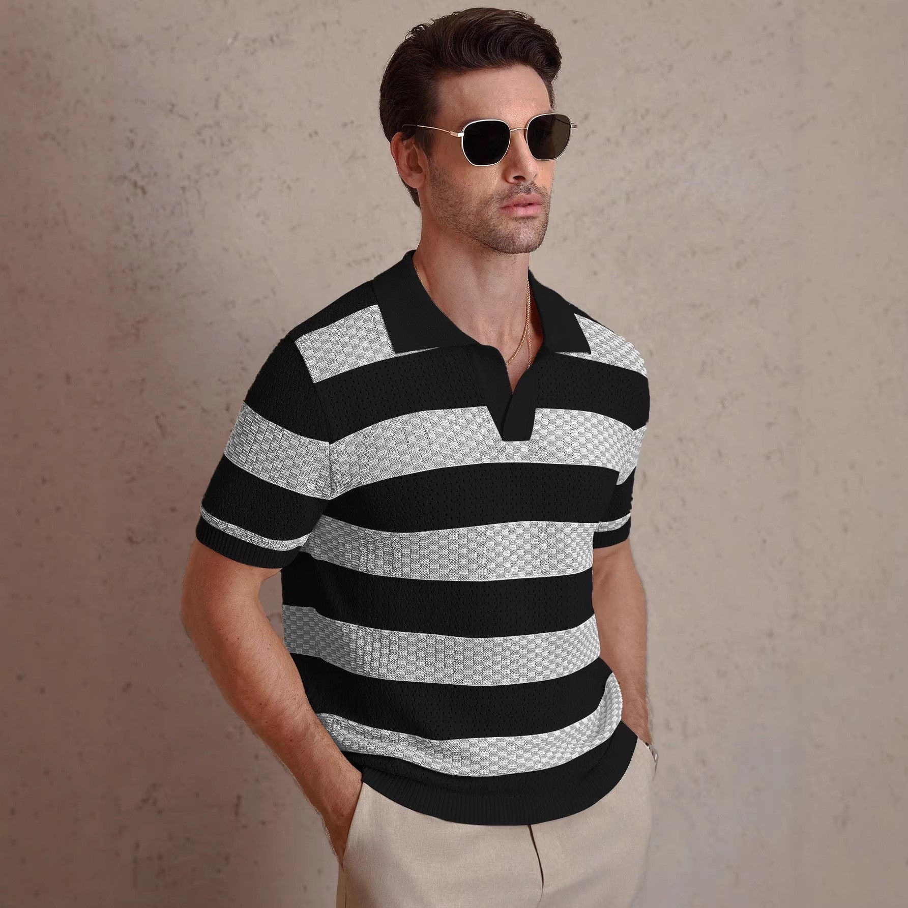 TEXTURED KNIT POLO FOR MEN