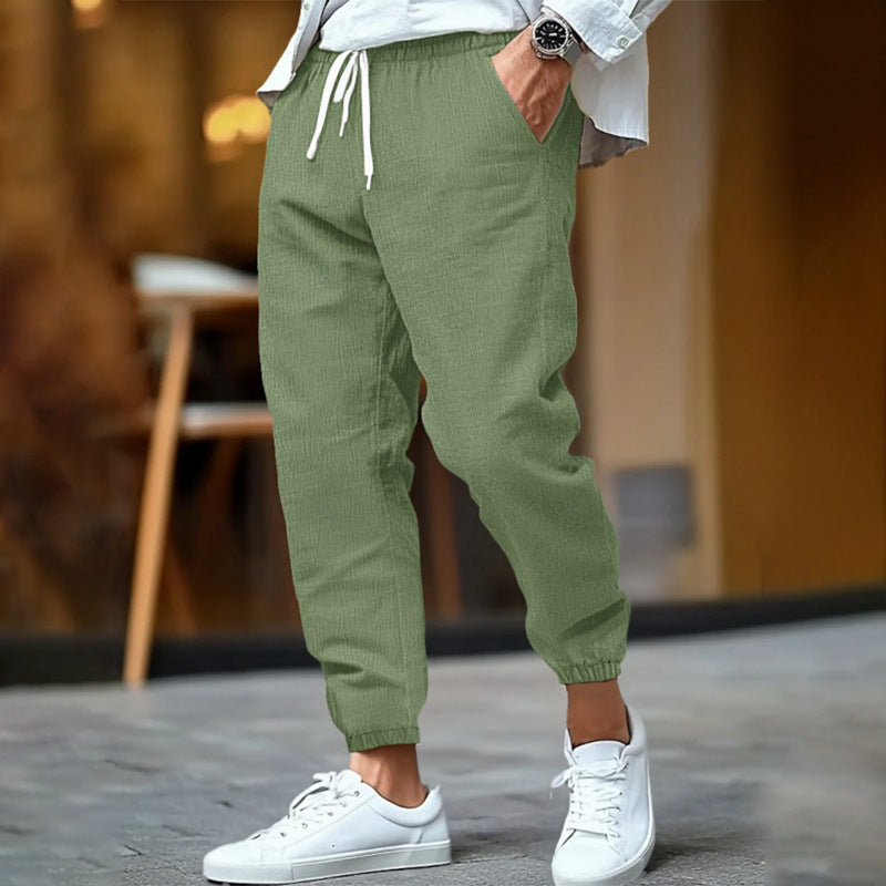 LINEN DRAWSTRING TROUSERS FOR MEN