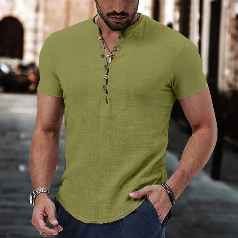 COTTON  MAO COLLAR SHIRT FOR MEN