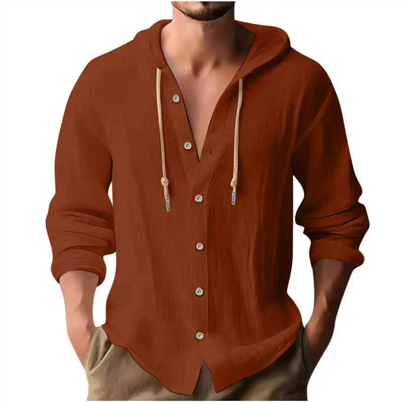 HOODED LINEN SHIRT FOR MEN