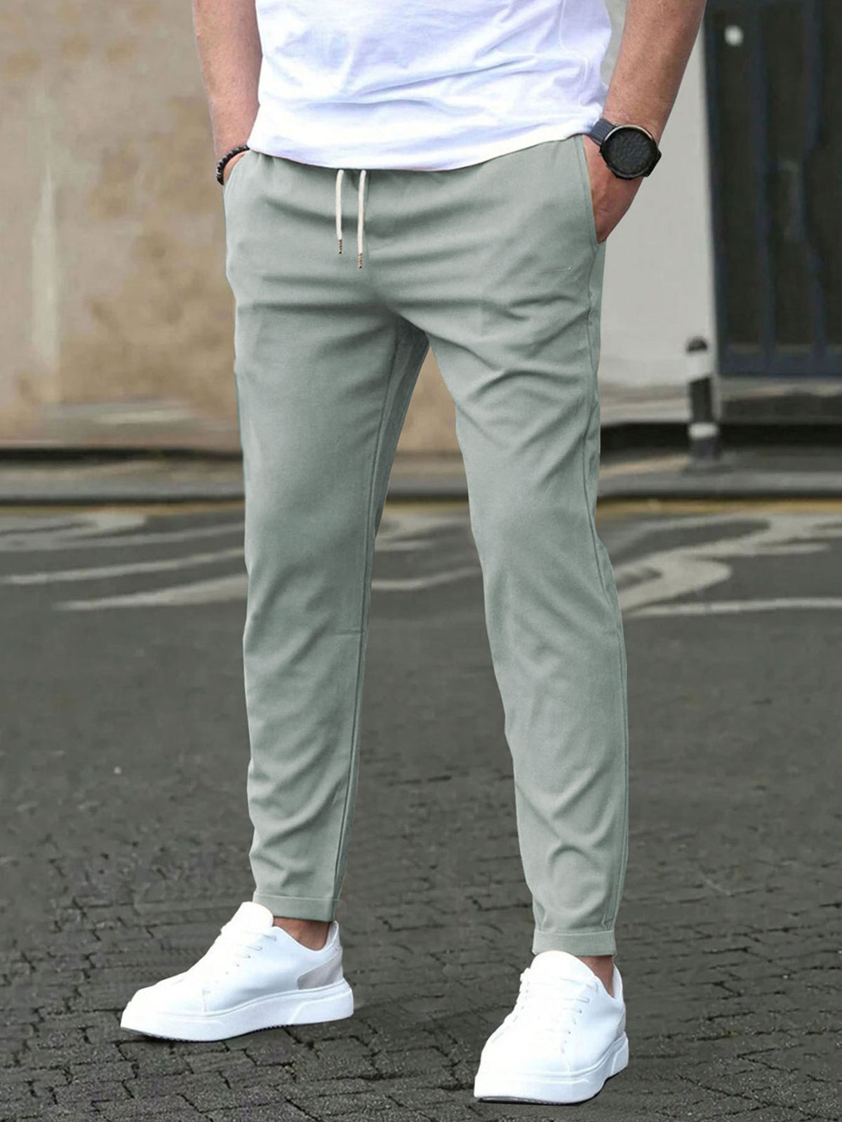 COTTON TWILL TROUSERS FOR MEN