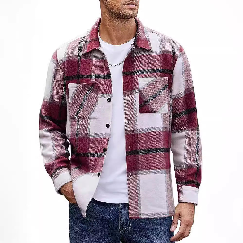 PLAID LAPEL JACKET FOR MEN