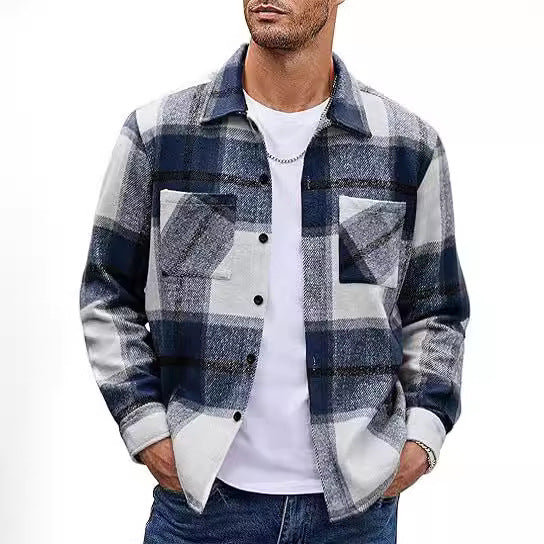 PLAID LAPEL JACKET FOR MEN