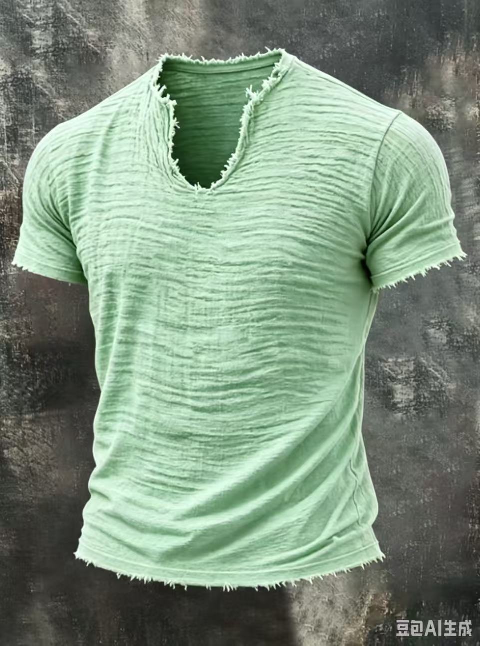 TEXTURED V-NECK T-SHIRT FOR MEN