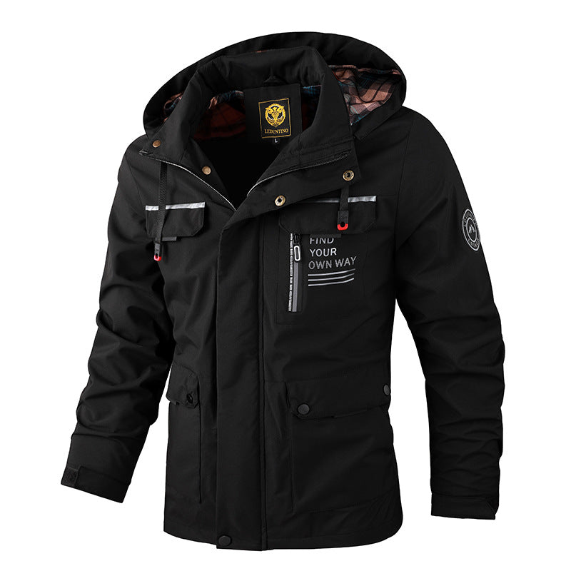 HOODED ALPHABET ZIP JACKET FOR MEN