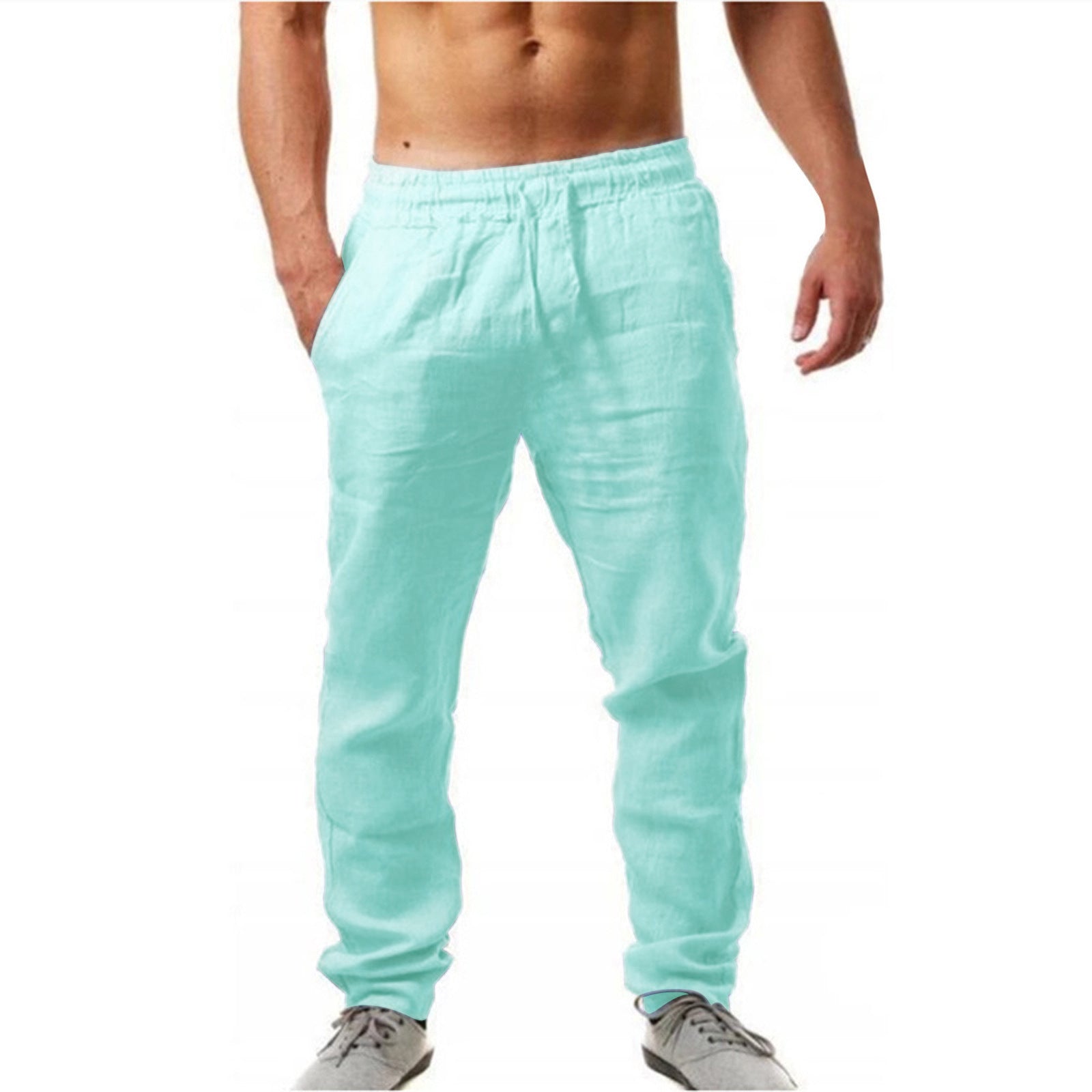 DRAWSTRING LINEN TROUSERS FOR MEN