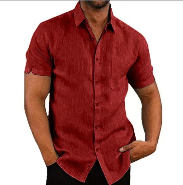 LAPEL LINEN SHIRT FOR MEN