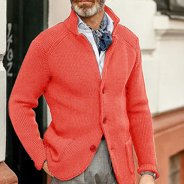 STAND COLLAR KNIT CARDIGAN FOR MEN