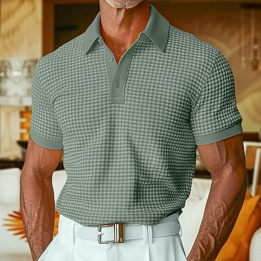 CHECKED TEXTURED POLO FOR MEN
