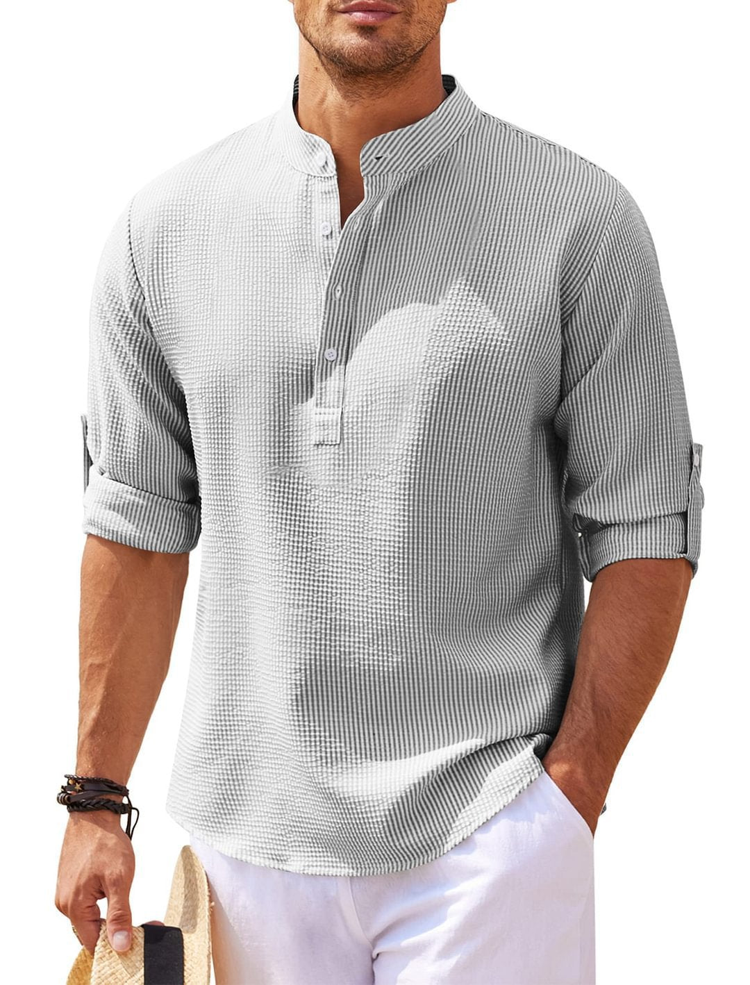 TEXTURED COTTON SHIRT FOR MEN