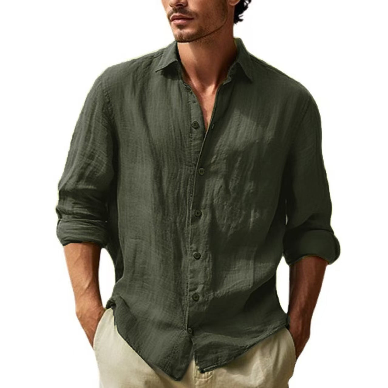 LINEN BLEND POLO SHIRT FOR MEN