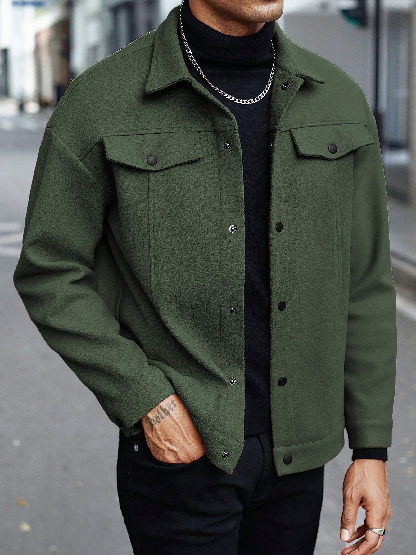 BUTTON-FRONT JACKET FOR MEN
