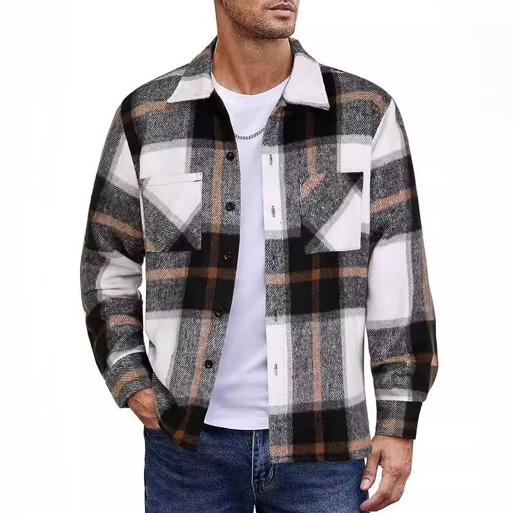 PLAID LAPEL JACKET FOR MEN