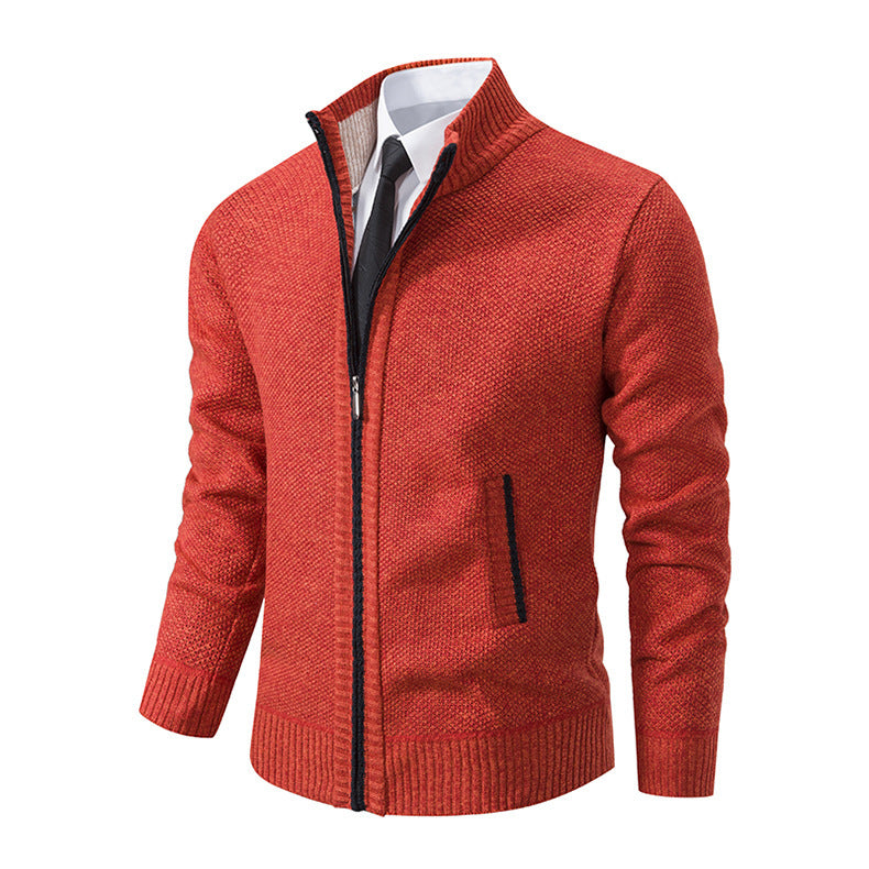 MELANGE KNIT ZIP CARDIGAN FOR MEN