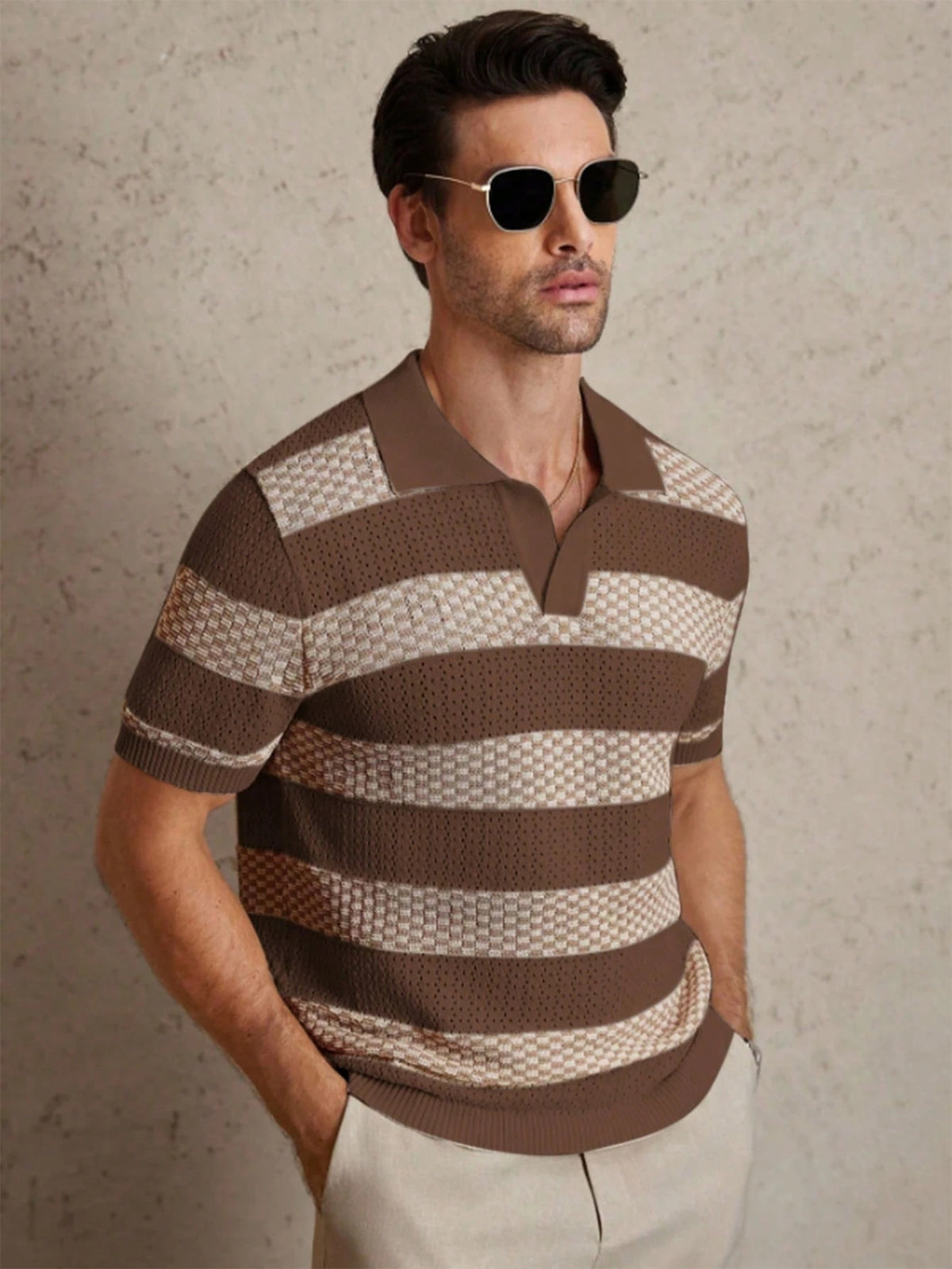 PATTERNED KNIT POLO FOR MEN