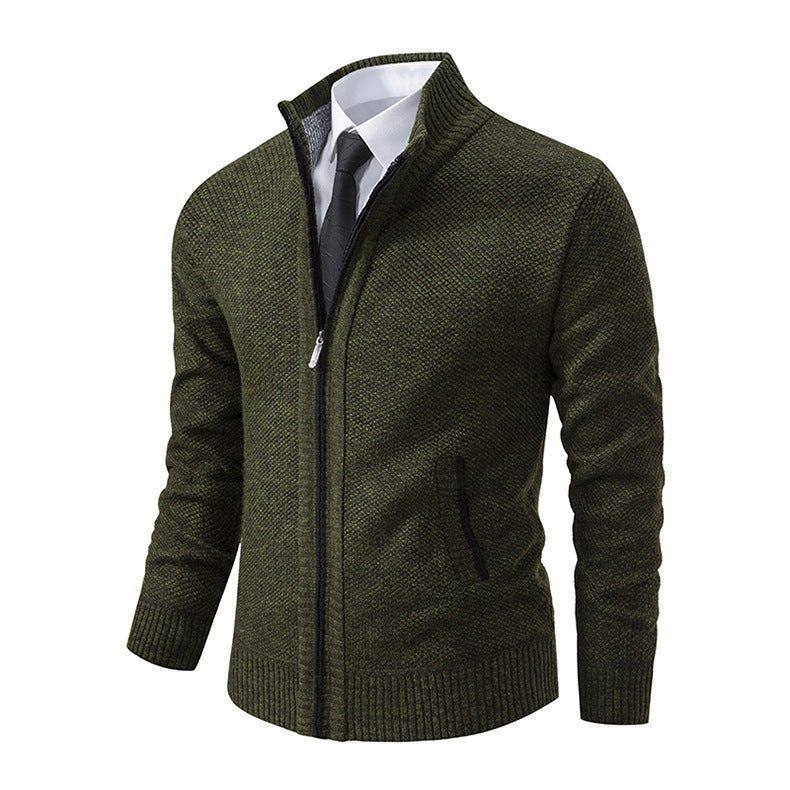 MELANGE KNIT ZIP CARDIGAN FOR MEN