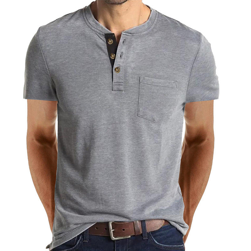 COTTON BLEND HENLEY TOP FOR MEN