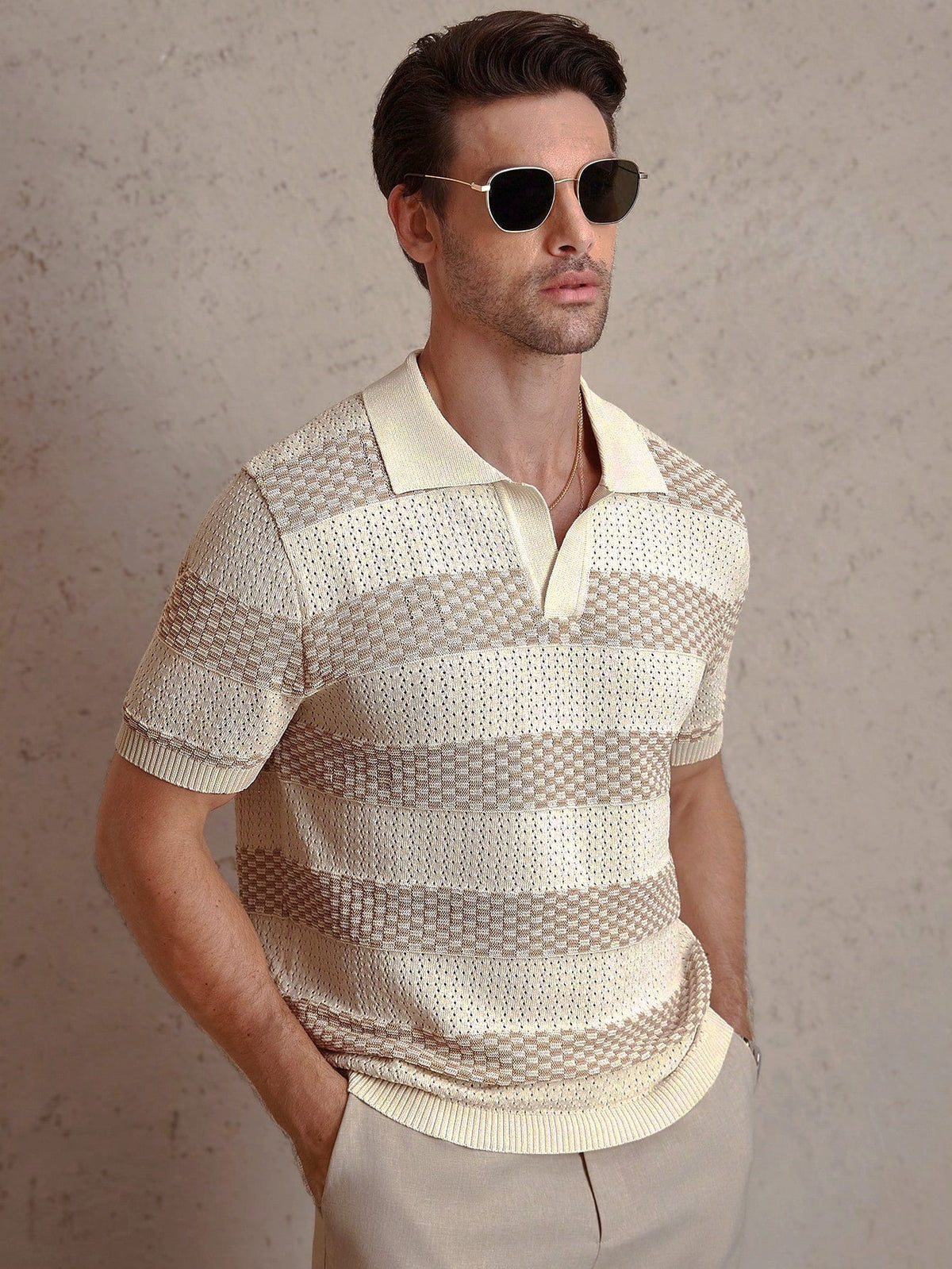 PATTERNED KNIT POLO FOR MEN