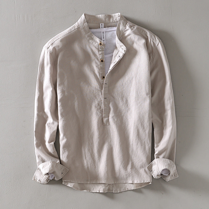 RELAXED STAND COLLAR SHIRT FOR MEN