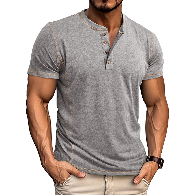 BUTTON HENLEY T-SHIRT FOR MEN
