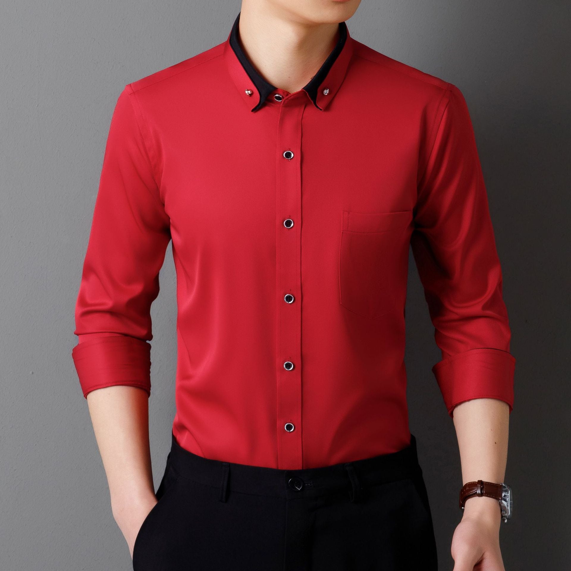 CONTRAST COLLAR SHIRT FOR MEN