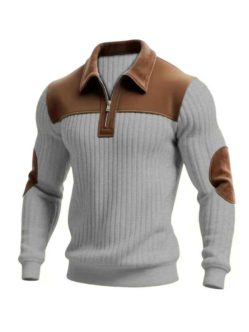 RIBBED HALF-ZIP POLO FOR MEN