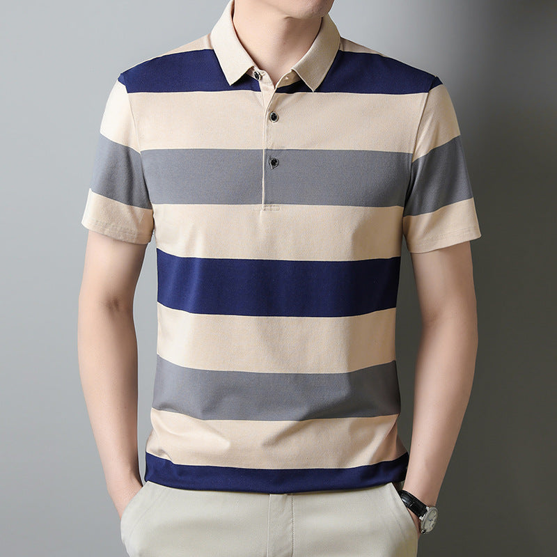 STRIPED COLLAR POLO SHIRT FOR MEN