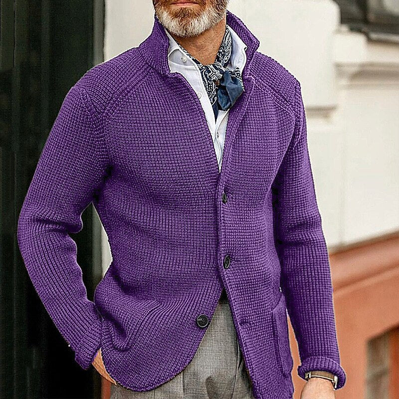 STAND COLLAR KNIT CARDIGAN FOR MEN