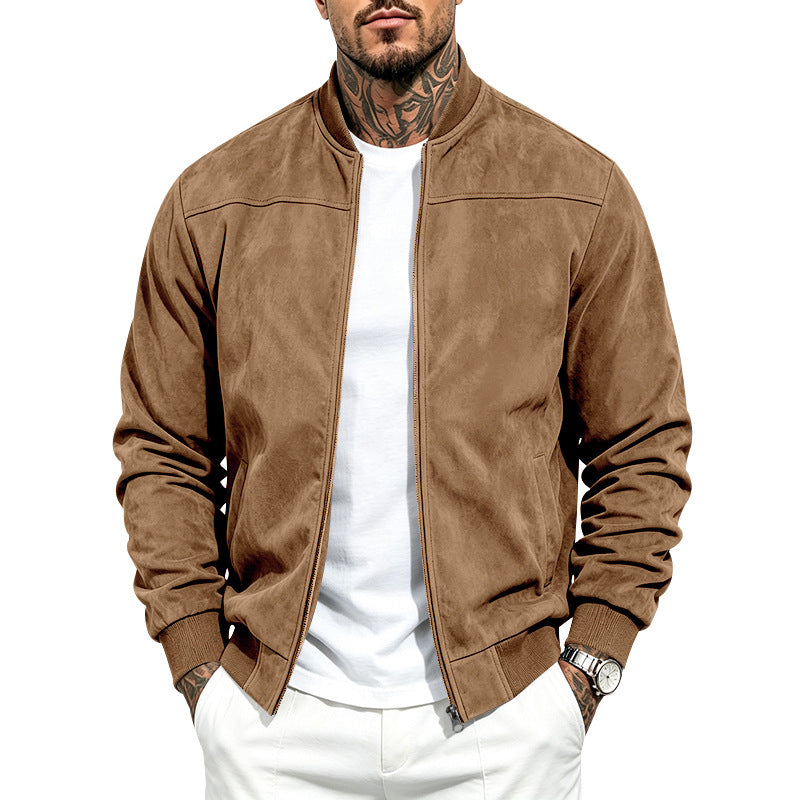 SOLID ZIP BOMBER JACKET FOR MEN