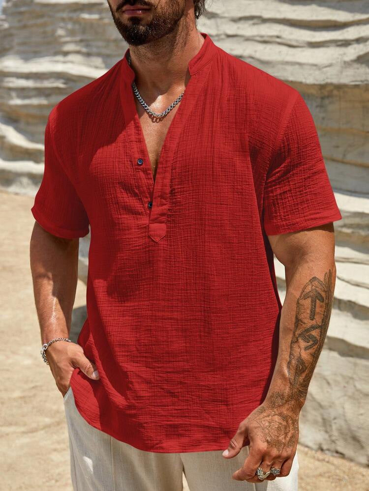 LOOSE HENLEY SHIRT FOR MEN