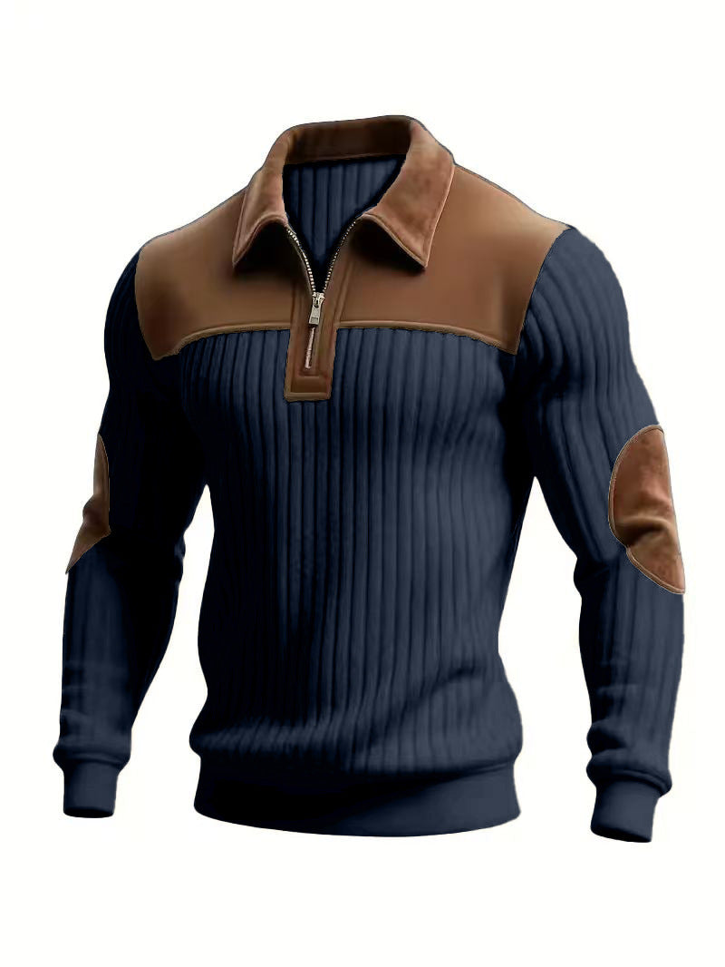 RIBBED HALF-ZIP POLO FOR MEN