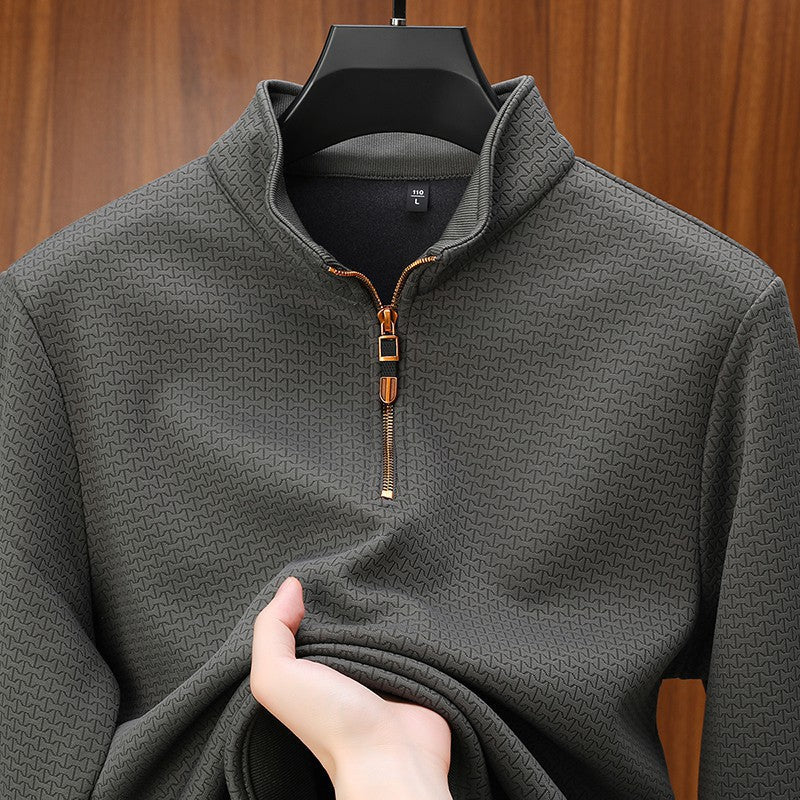 SILK QUARTER ZIP PULLOVER FOR MEN