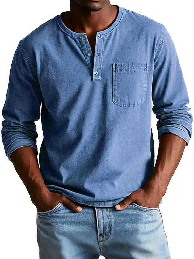 LONG SLEEVE HENLEY SHIRT FOR MEN