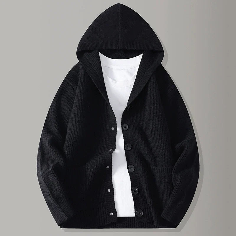 HOODED TEXTURED CARDIGAN FOR MEN