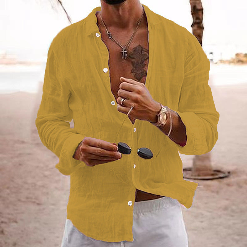 OPEN COLLAR COTTON SHIRT FOR MEN