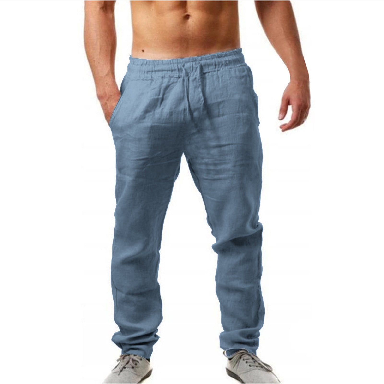 DRAWSTRING LINEN TROUSERS FOR MEN